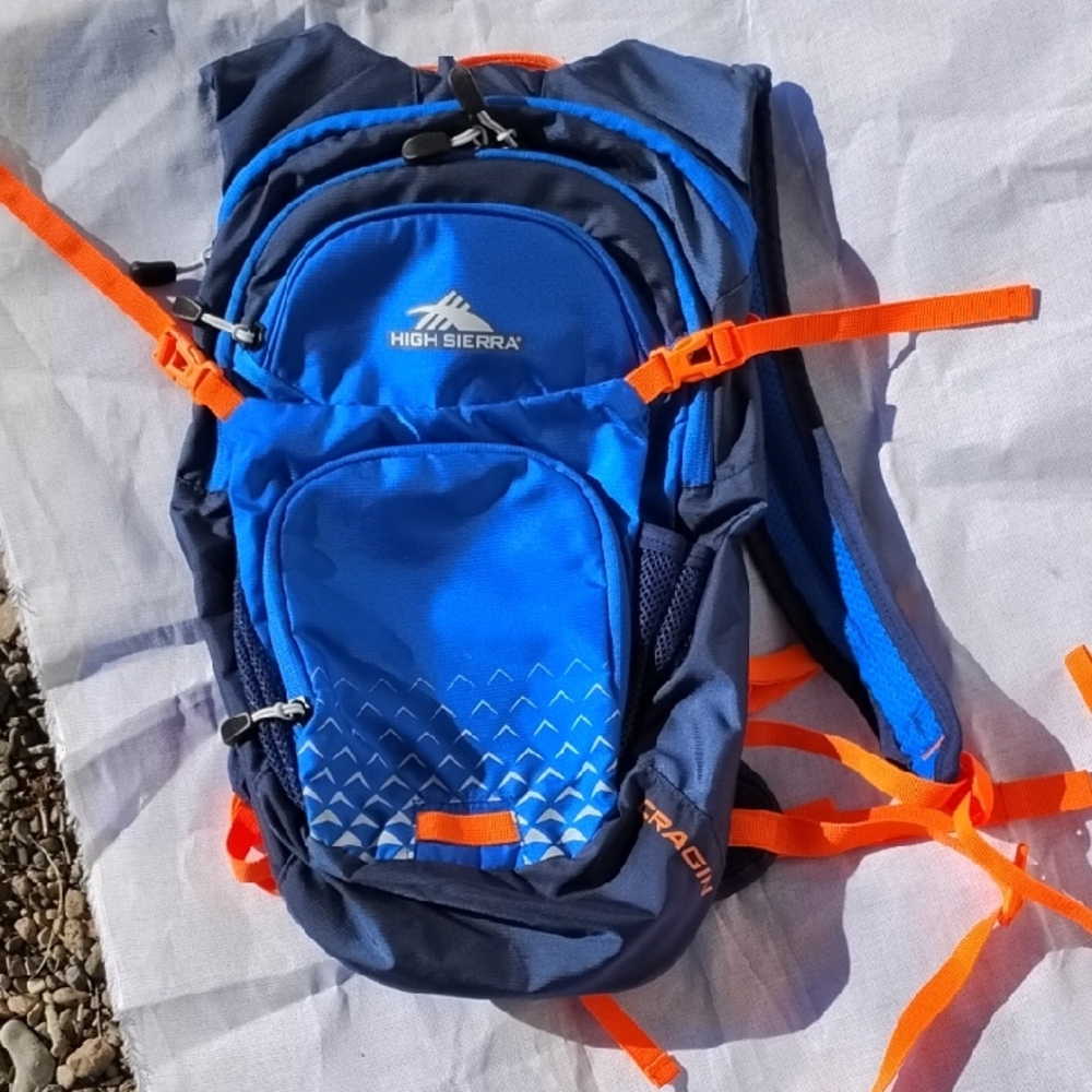 High Sierra Cragin Navy Bright Orange Backpack Lots Pockets Ultra Lightweight